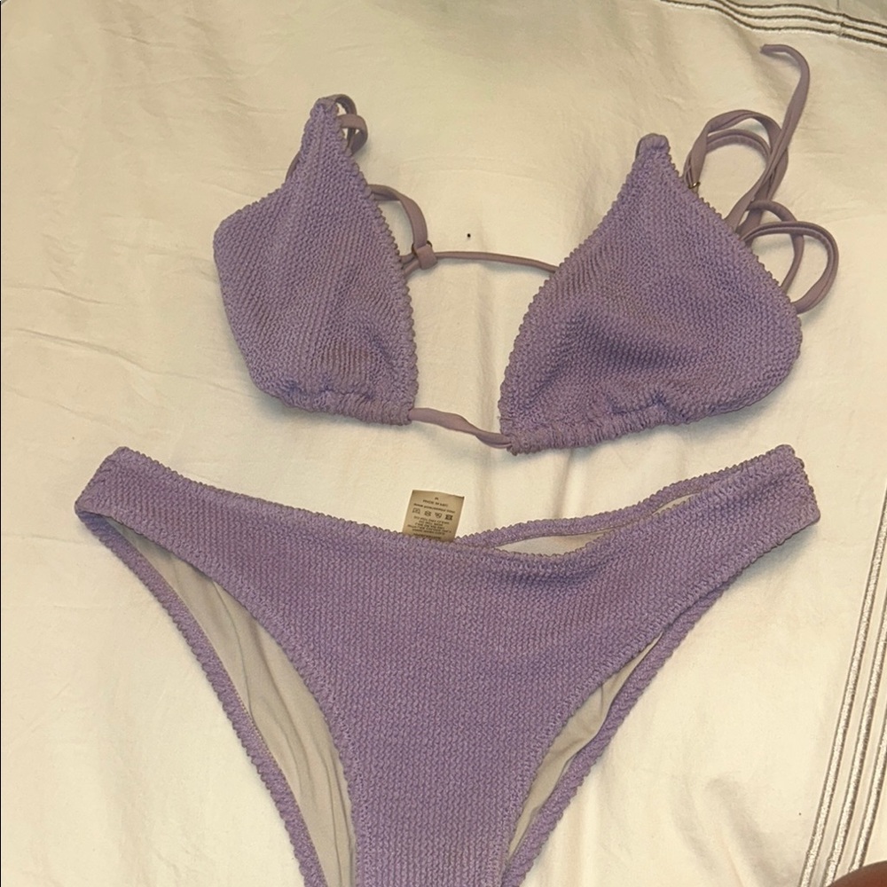 Purple Knit Bikini Set